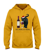 Load image into Gallery viewer, Cat Drink And Be Merry Meaningful Gift For Women Hoodie
