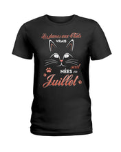 Load image into Gallery viewer, Les Dames Au Chats Vrais Sont Nees En Juillet Ladies Tee
