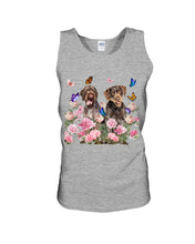Load image into Gallery viewer, German Wirehaired Pointer With Peonies Gift For Dog Lovers Unisex Tank Top
