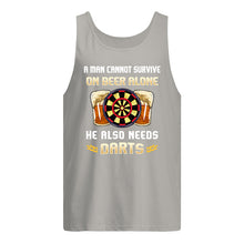 Load image into Gallery viewer, A Man Cannot Survive On Beer Alone He Also Needs Darts Trending Unisex Tank Top
