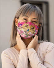 Load image into Gallery viewer, Peonies Garden Butterflies Pomeranian Gift For Dog Lovers Cloth Face Mask
