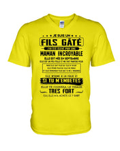Load image into Gallery viewer, Fils Gâté J'ai Été Élevé PẢ Une Maman Incroyable En Septembre Guys V-Neck
