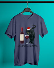 Load image into Gallery viewer, Cat Drink And Be Merry Meaningful Gift For Women Guys V-Neck

