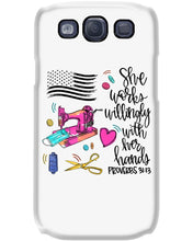 Load image into Gallery viewer, She Works Willingly With Her Hands Gift For Sew Lovers Phone case
