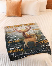 Load image into Gallery viewer, This Old Hunter Will Have Your Back Deer Mom Gift For Son Fleece Blanket
