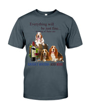 Load image into Gallery viewer, Everything Will Be Just Fine As Long As There Are Basset Hound And Wine Gift For Dog Lovers Guys Tee
