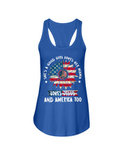 Load image into Gallery viewer, Good Girl Loves Her Mama Loves Jesus and America Too Design Ladies Flowy Tank
