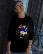 Load image into Gallery viewer, Eagle Giant Scratch USA Flag Gift For Women Unisex Long Sleeve

