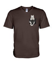 Load image into Gallery viewer, Cat In Your Front Pocket Great Gift For Cat Lovers Guys V-Neck
