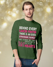 Load image into Gallery viewer, Behind Every Breast Cancer Fighter There Is An Even Stronger Family Unisex Long Sleeve
