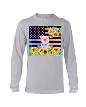 Load image into Gallery viewer, Pig America Flag Sunflower Special Custom Design Unisex Long Sleeve
