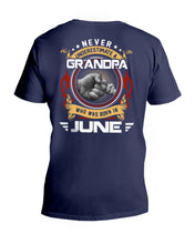 Load image into Gallery viewer, Never Underestimate   A June  Grandpa Trending For Birthday Gift Guys V-Neck
