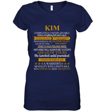 Load image into Gallery viewer, Kim Custom Name Gift A Warrior's Mentality With A Poet's Soul Ladies V-Neck
