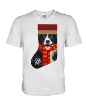 Load image into Gallery viewer, Santa Border Collie In Stock Gift For Dog Lovers Guys V-Neck
