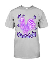 Load image into Gallery viewer, Chicken Purple Butterflies Gift For Chicken Lovers Guys Tee
