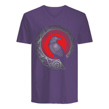 Load image into Gallery viewer, Raven Viking Culture Celtic Design Gray And Red Guys V-Neck
