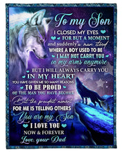 Load image into Gallery viewer, Howling Wolf Dad Gift For Son I Love You Now And Forever Fleece Blanket
