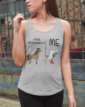 Load image into Gallery viewer, Funny Difference Between Me And Other Psychotherapists Unicorn And Horse Ladies Flowy Tank
