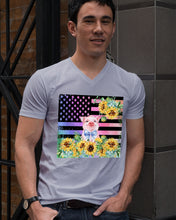 Load image into Gallery viewer, Pig America Flag Sunflower Special Custom Design Guys V-Neck
