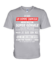 Load image into Gallery viewer, Je Suis Un Homme Chanceux J'ai Line Femme Custom Design Je Suis Son Roi Guys V-Neck
