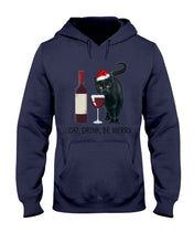 Load image into Gallery viewer, Cat Drink And Be Merry Meaningful Gift For Women Hoodie
