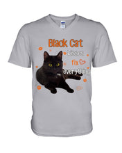 Load image into Gallery viewer, Black Cat Kisses Fix Everything Gift For Cat Lovers Guys V-Neck
