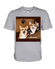 Load image into Gallery viewer, Corgi Paws Pattern Dog Mom Custom Name Gift For Manada Guys V-Neck
