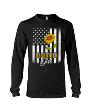 Load image into Gallery viewer, Birthday Gift For December Girl With Sunflower American Flag Retro Vintage Unisex Long Sleeve
