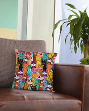Load image into Gallery viewer, Colorful Cartoon Cat Face Gift For Cat Lovers Pillow Cover

