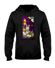 Load image into Gallery viewer, Flowers Under Butterfly Purple With Cat Gift For Cat Lovers Hoodie
