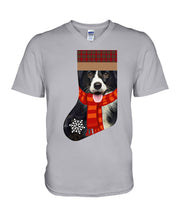 Load image into Gallery viewer, Santa Border Collie In Stock Gift For Dog Lovers Guys V-Neck
