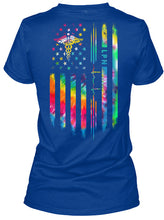 Load image into Gallery viewer, Veterinary Symbol LPN America Flag Unique Custom Design Ladies V-Neck
