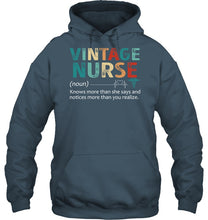 Load image into Gallery viewer, Vintage Nurse Knows More Than She Says And Notices More Than You Realize Hoodie
