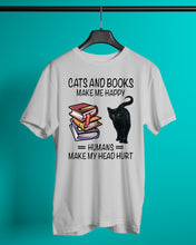 Load image into Gallery viewer, Cats And Books Make Me Happy - Cats And Books Lovers Gifts Guys Tee
