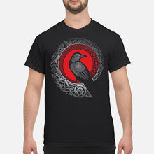 Load image into Gallery viewer, Raven Viking Culture Celtic Design Gray And Red Guys Tee
