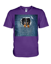 Load image into Gallery viewer, Blue Phone Case With Dachshund Face Gift For Dachshund Lovers Guys V-Neck
