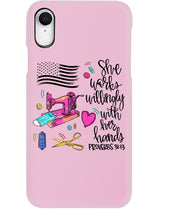 Load image into Gallery viewer, She Works Willingly With Her Hands Gift For Sew Lovers Phone case
