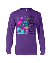 Load image into Gallery viewer, She Works Willingly With Her Hands Proverbs 31 13 Gift For Sewing Lovers Unisex Long Sleeve

