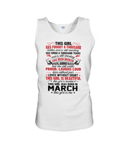 Load image into Gallery viewer, This Girl Has Fought A Thousand This Girl Was Born In March Unisex Tank Top
