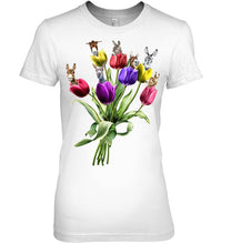 Load image into Gallery viewer, Vintage Funny Donkey With Tulip Trending For Donkey Lovers Ladies Tee
