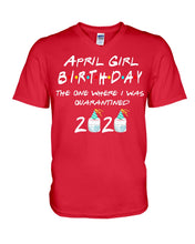Load image into Gallery viewer, April Birthday Girl The One Where I Was Quarantined 2020 Guys V-Neck
