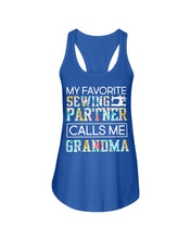 Load image into Gallery viewer, My Favorite Sewing Partner Calls Me Grandma Colorful Design Gift For Sewing Lovers Ladies Flowy Tank
