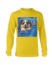 Load image into Gallery viewer, Australian Shepherd In Denim Pocket Gift For Dog Lovers Unisex Long Sleeve
