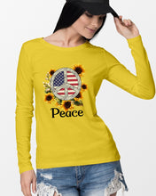 Load image into Gallery viewer, Peace Sign Sunflower Birthday Gift For Girls Unisex Long Sleeve
