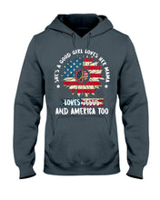 Load image into Gallery viewer, Good Girl Loves Her Mama Loves Jesus and America Too Design Hoodie
