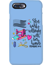 Load image into Gallery viewer, She Works Willingly With Her Hands Gift For Sew Lovers Phone case
