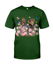 Load image into Gallery viewer, German Wirehaired Pointer With Peonies Gift For Dog Lovers Guys Tee
