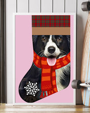 Load image into Gallery viewer, Santa Border Collie In Stock Gift For Dog Lovers Vertical Poster
