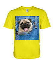 Load image into Gallery viewer, baby Pug In Denim Pocket Gift For Dog Lovers Guys V-Neck
