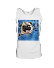 Load image into Gallery viewer, baby Pug In Denim Pocket Gift For Dog Lovers Unisex Tank Top
